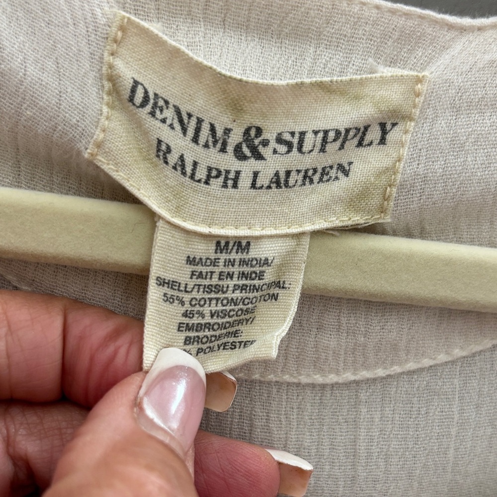 Denim & Supply Ralph Lauren Cream Peasant Blouse - Picture 4 of 6